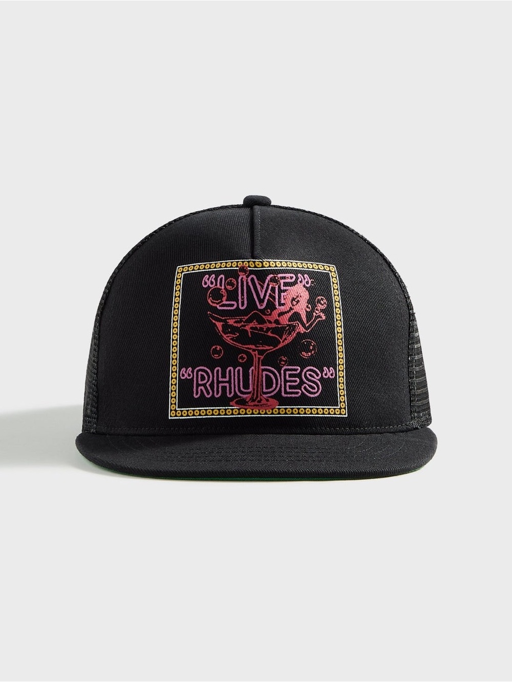 Rhude 'Live Rhudes' Trucker Hat Graphic Logo SnapBack Black Cap Exotic Dancers